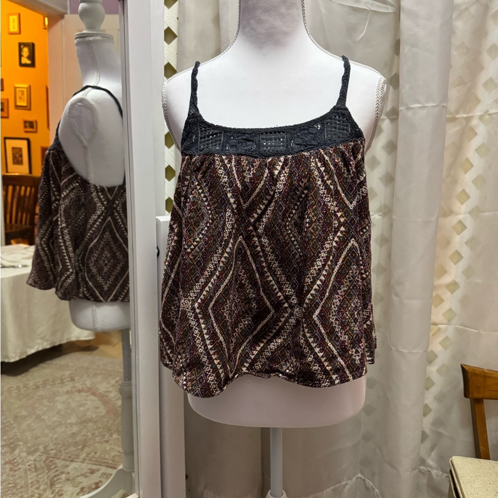 Tokyo Darling Multicolor Patterned Camisole with Black Lace